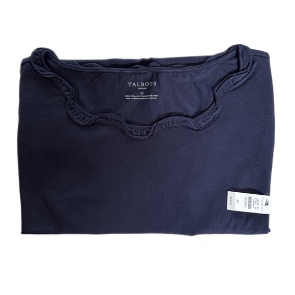 Talbots Ruffle Scoop Neck Tee Top - Picture 3 of 3